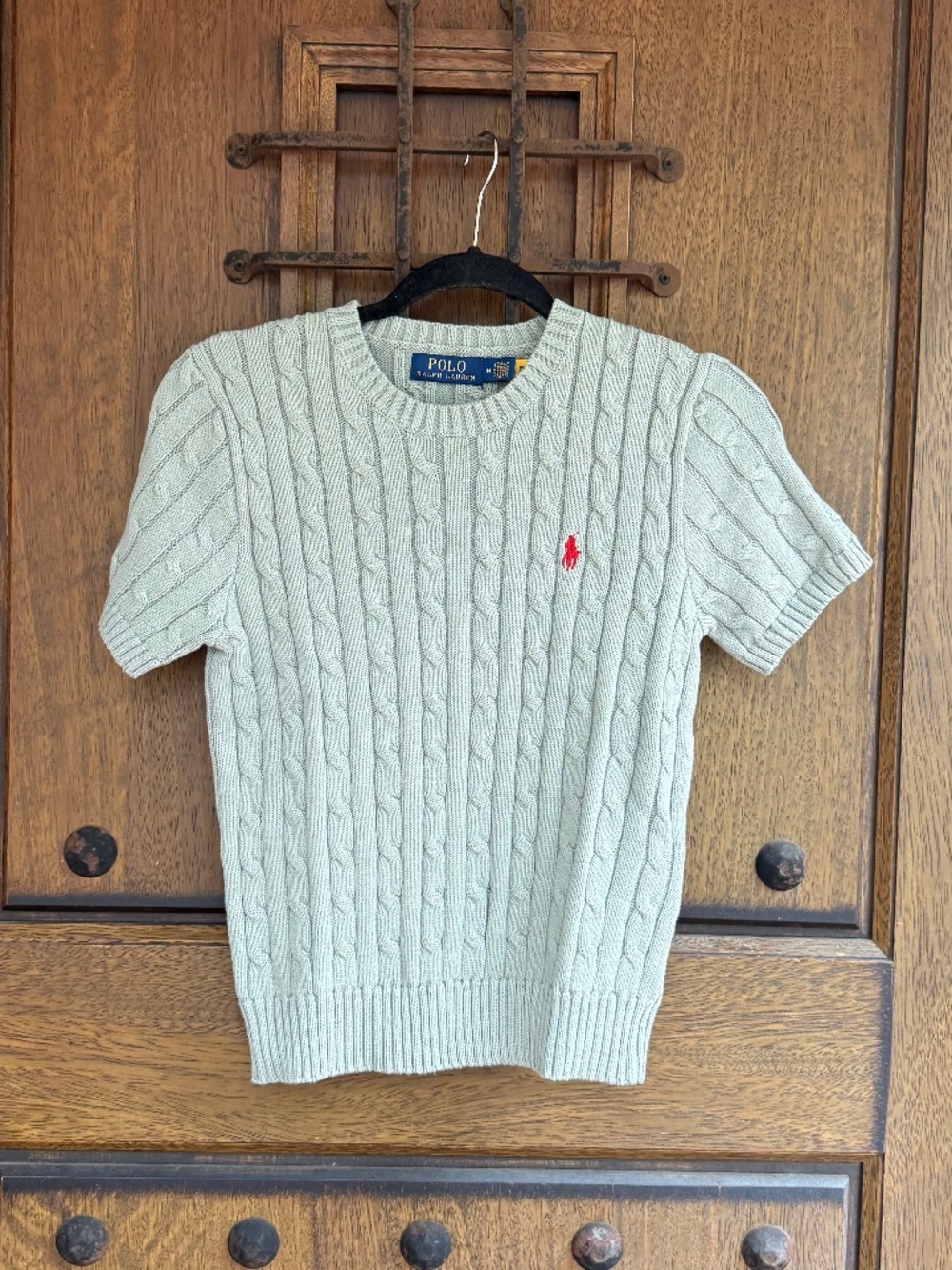 Polo Ralph Lauren Grayish Green Cable Knit Crewneck Sweater Size M